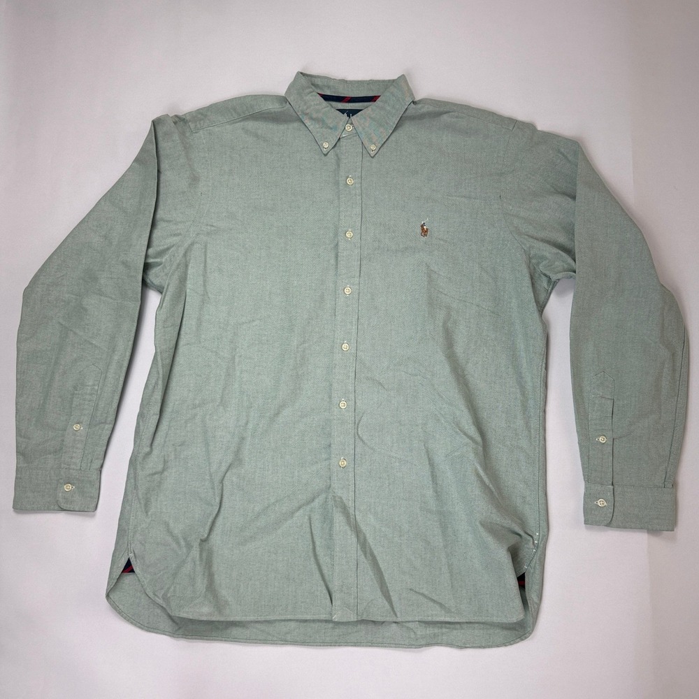 Ralph Lauren Mens XL Sage Green Oxford Flesh Pony Classic Fit Button Down Shirt - Picture 2 of 13